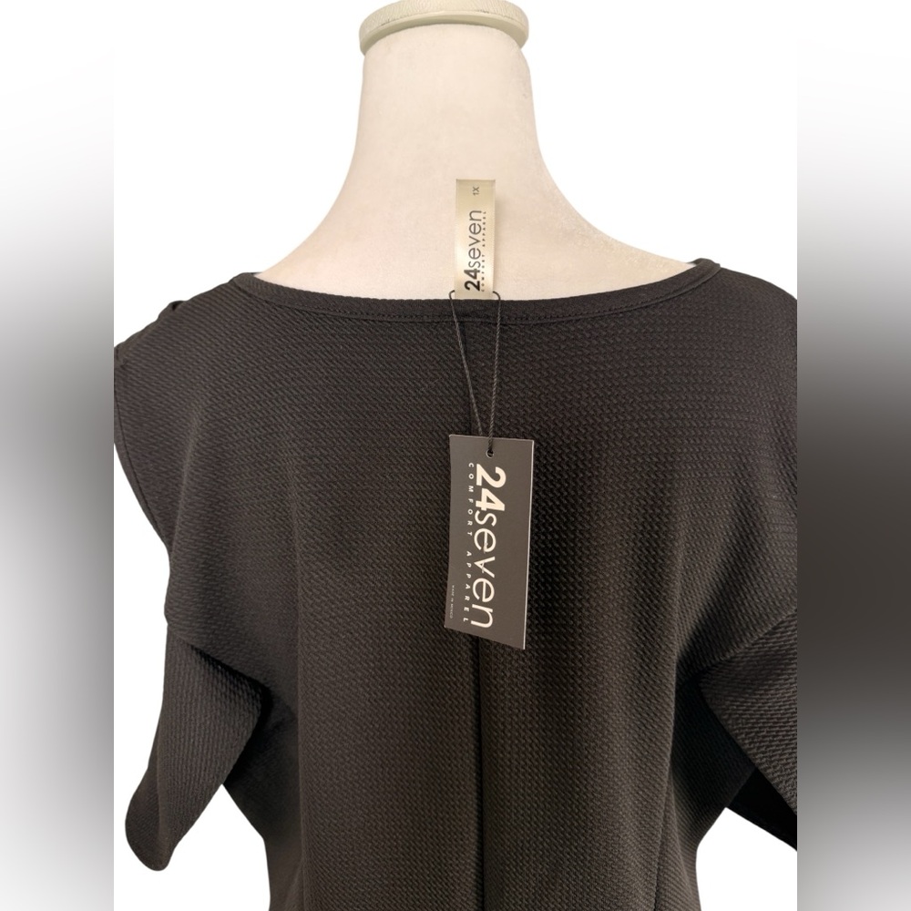 24seven Comfort Apparel Black Cold Shoulder Dress Plus Size 1X NWT - Picture 5 of 5